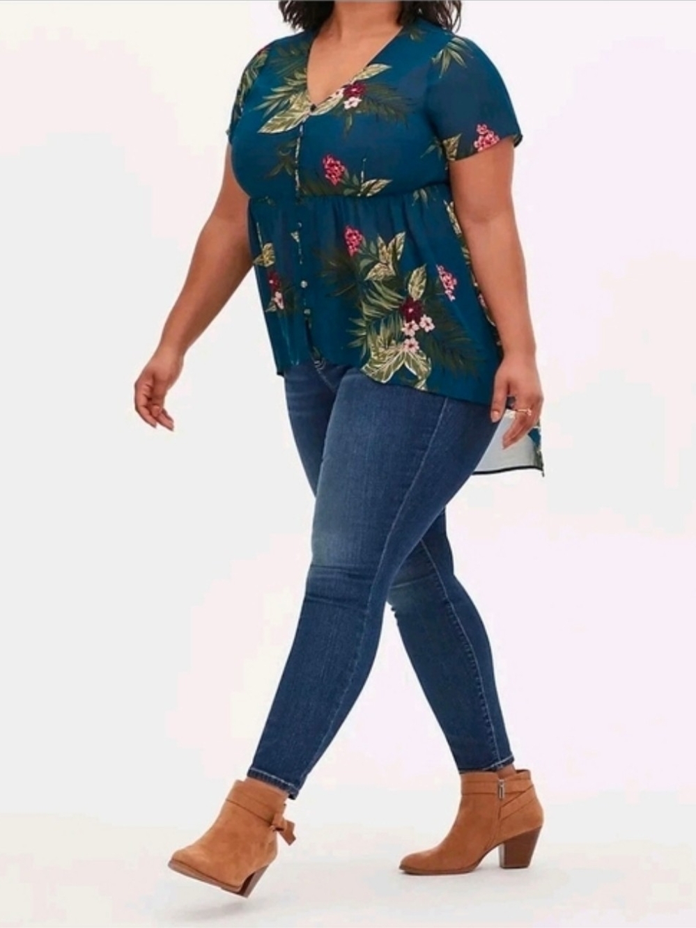 Torrid Sheer Floral Peplum Blouse